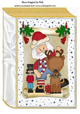Santa with Reindeer on a Scroll Big A4 Book