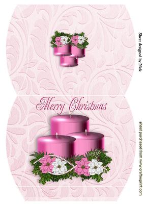 Pretty Pink Candles with Poinsettias Pillow Box