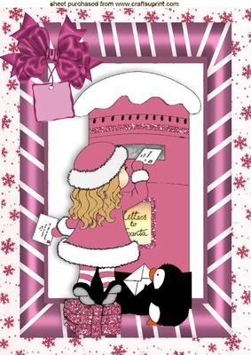 Little Girl in Winter Coat with Post Box A4