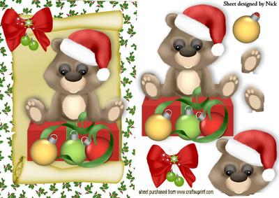Little Bear in Santa Hat with Baubles