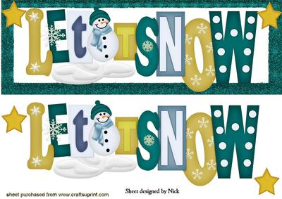 Let It Snow! Words in Turq with Stars Dl