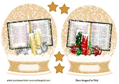 The Holy Bible with Candles in Snow Globe Toppers