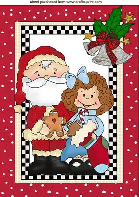 Santa with Little Girl and Her Toys with Bells A4