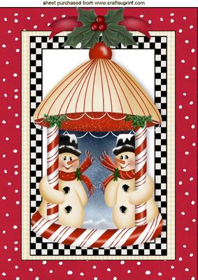 Carousel of Snowmen with Holly A4