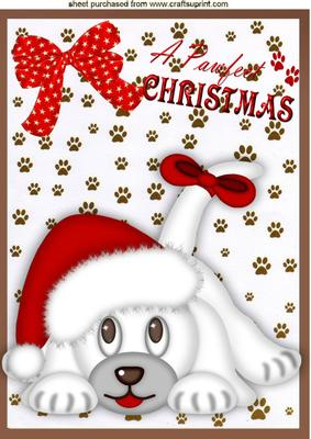 A Pawfect Christmas Cute Puppy in Santa Hat A4