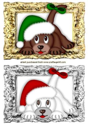 Cute Puppies in Santa Hat Toppers