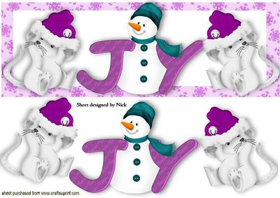 Snowman with Word Joy! and Cute Little Mice Dl