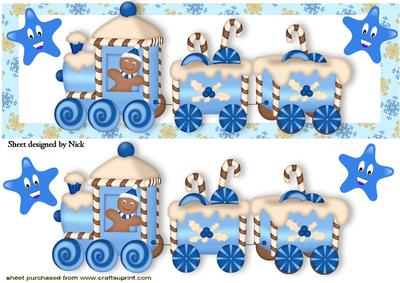 Gingerbread Sugar Train with Smiling Stars Dl