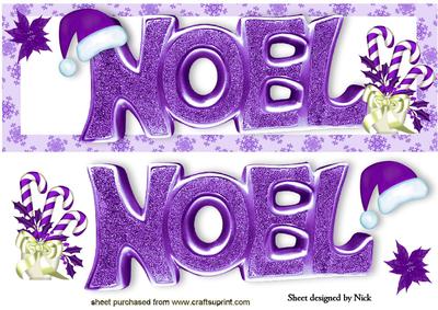 Purple Noel! Word with Candy Cane and Santa Hat Dl