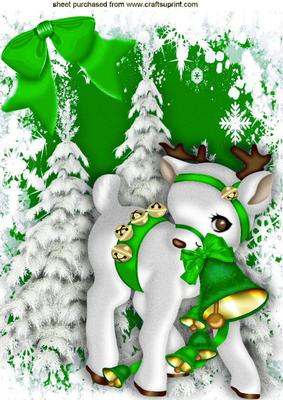 Cute Little Deer with Jingle Bells A4