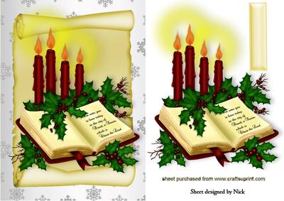 Candles on a Scroll with Holy Bible