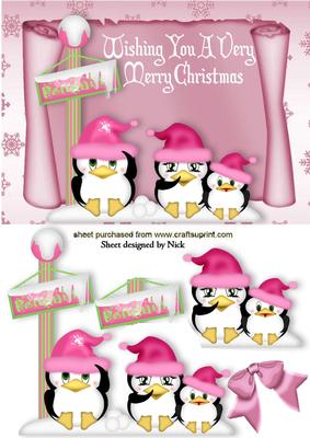 Cute Little Penguin Family on a Scroll!