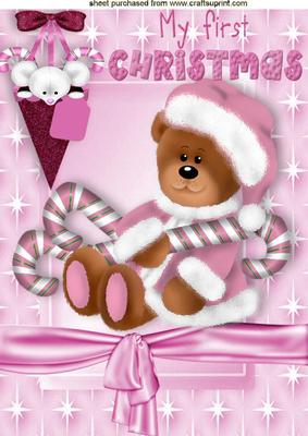 My First Christmas with Pink Bear and Mouse A4