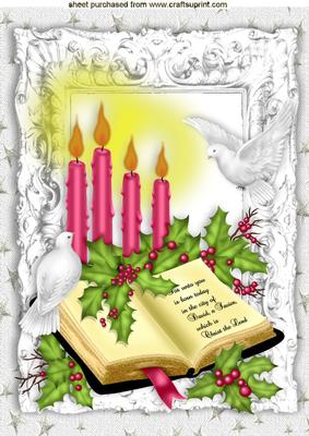 Beautiful Pink Candles and Holy Bible with Doves A4