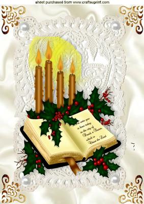 Ecru Lace with Holy Bible and Gold Candles A4
