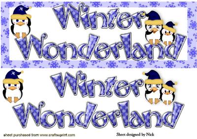 Winter Wonderland Words with Cute Penguins Dl