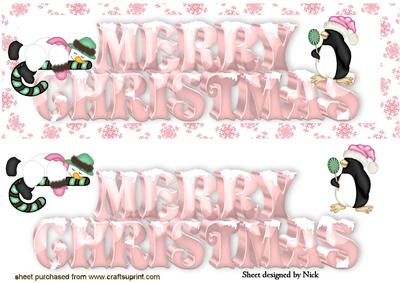 Merry Christmas Words, with Cute Penguin Dl