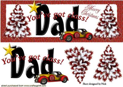 Dad" Words You Got Class with Christmas Tree and Car Dl