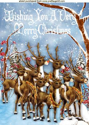 Lots of Lovely Reindeers in the Snow A4
