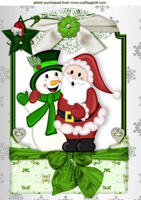 Snowman and Santa in Lace Frame A4