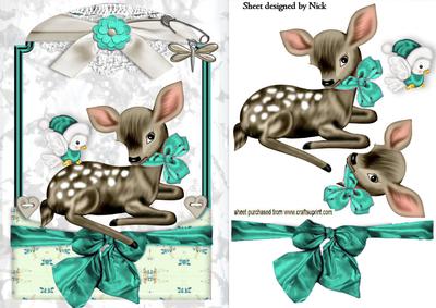 Cute Little Deer in Turq Lace Frame