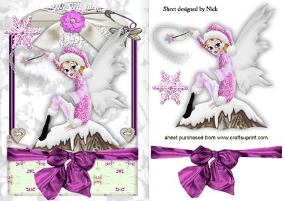 Cute Winter Fairy in Pink with Magic Wand
