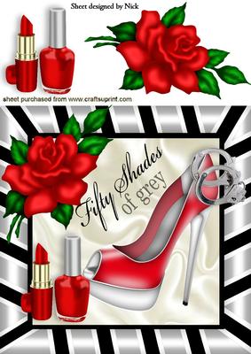 Red Rose and Shoe in 50 Shades of Grey 8x8
