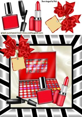 Ladies Shadow Compact with Lippy and Makeup 8x8