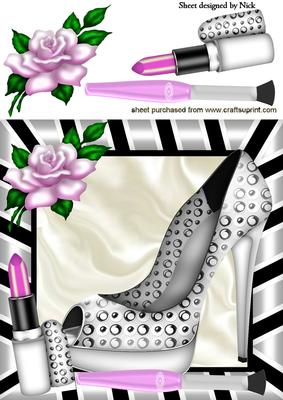 Pretty Pink Rose with Pink/black Ladies Access 8x8