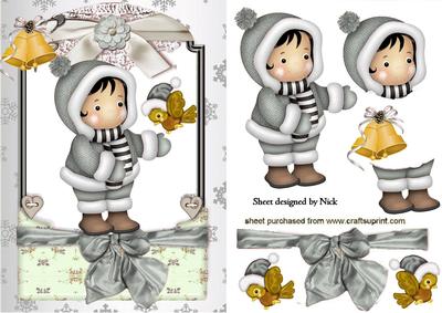 Little Snow Girl in Silver, in Lace Frame