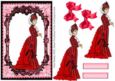 Lady in Red in Pretty Lace Frame