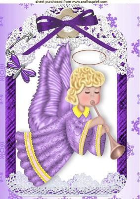 Angel with Horn in Lace Frame A4