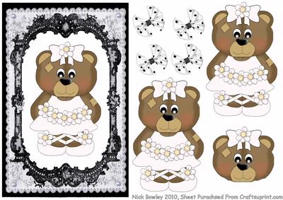 Cute Bear in White in Lovely Lace Frame