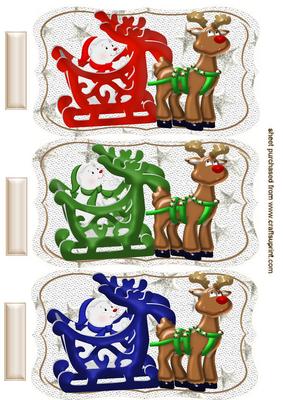 Rudolph with Polar Bear in Sleigh Toppers