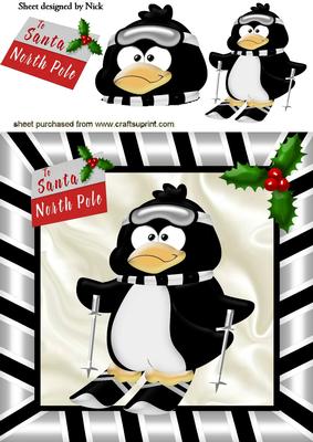 Off to the North Pole Cute Penguin 8x8