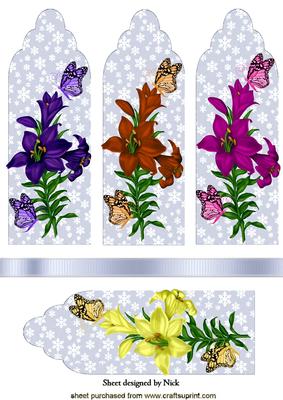 Beautiful Lillies with Butterflies Bookmarks
