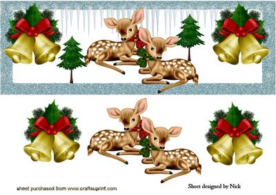 Bambi with Bells and Christmas Trees Dl