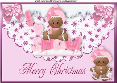 Gingerbread Girls on Scalloped Envelope with Bows A4