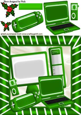 Boys Toys , Tv Laptop in Green 8x8
