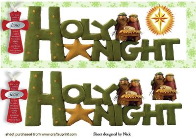 Holy Night Christmas Word with Cross Dl