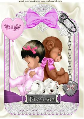 Precious Little Thing! a Baby Girl in Lace Frame A4