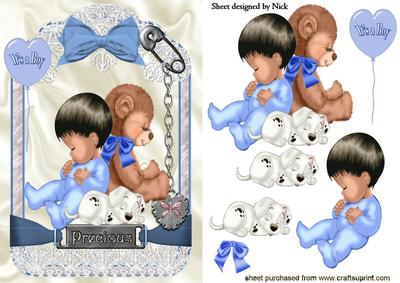 Precious Little Thing! a Baby Boy in Lace Frame