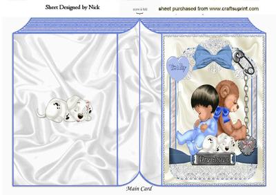 Precious Little Thing! Baby Boy in Lace Frame Folded Book