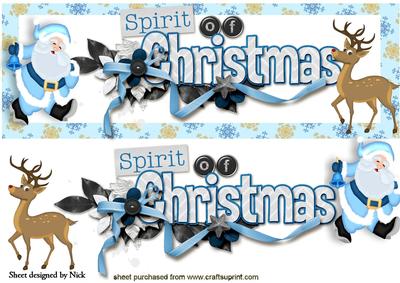 Spirit of Christmas" Word Art with Santa and Deer Dl
