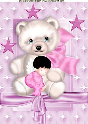 Little Angel with Teddy Bear in Star Frame A4