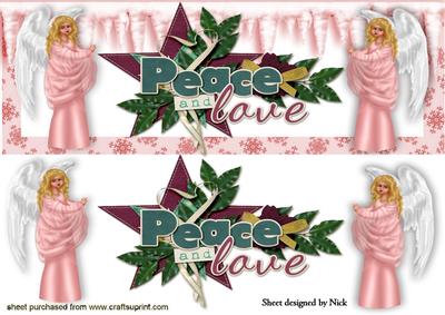 Peace and Love Wordart with Angels Dl