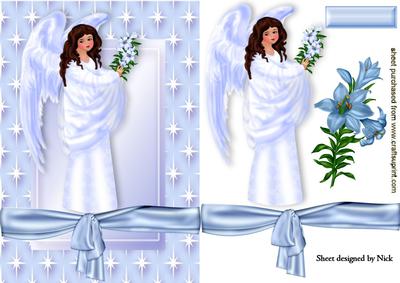 Sweet Angel with Lillies in Star Frame
