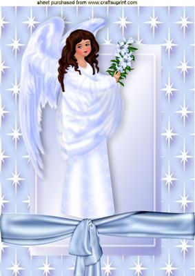 Sweet Angel with Lillies in Star Frame A4