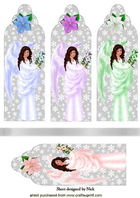 Sweet Angels with Lillies and Poinsettias Bookmarks