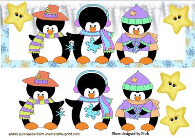 Snowy Penguins Wrapped Up for Winter Dl
